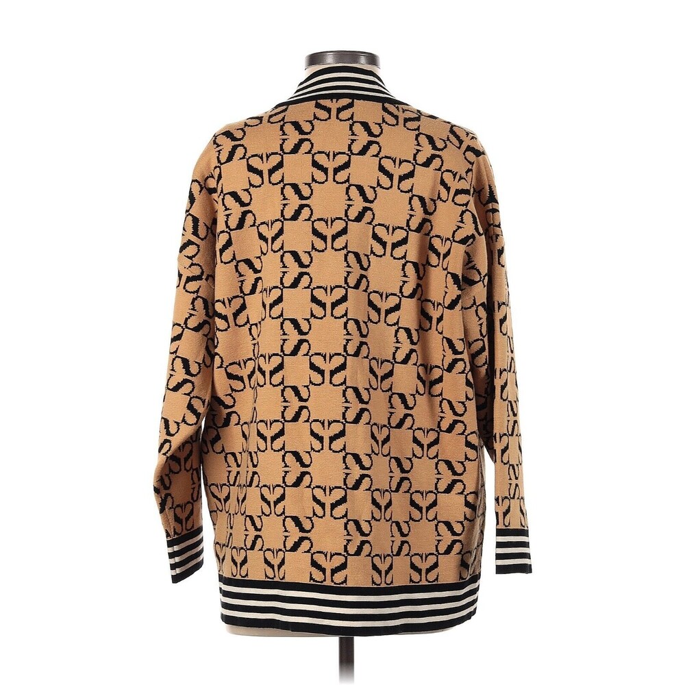 SANDRO Ron Brown Black Reversible Oversized Jacquard Logo Cardigan - 1 (Small) - Picture 5 of 5
